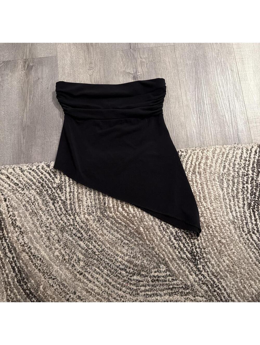 Black Asymmetric Strapless Dress